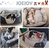 JOEJOY Large Dog Bed Sofa Bed 76x61x23cm Wool Fleece Striped Corduroy view 7
