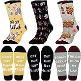 Jeasona Womens Funny Socks Plant Cat Nurse Gifts for Women Mom