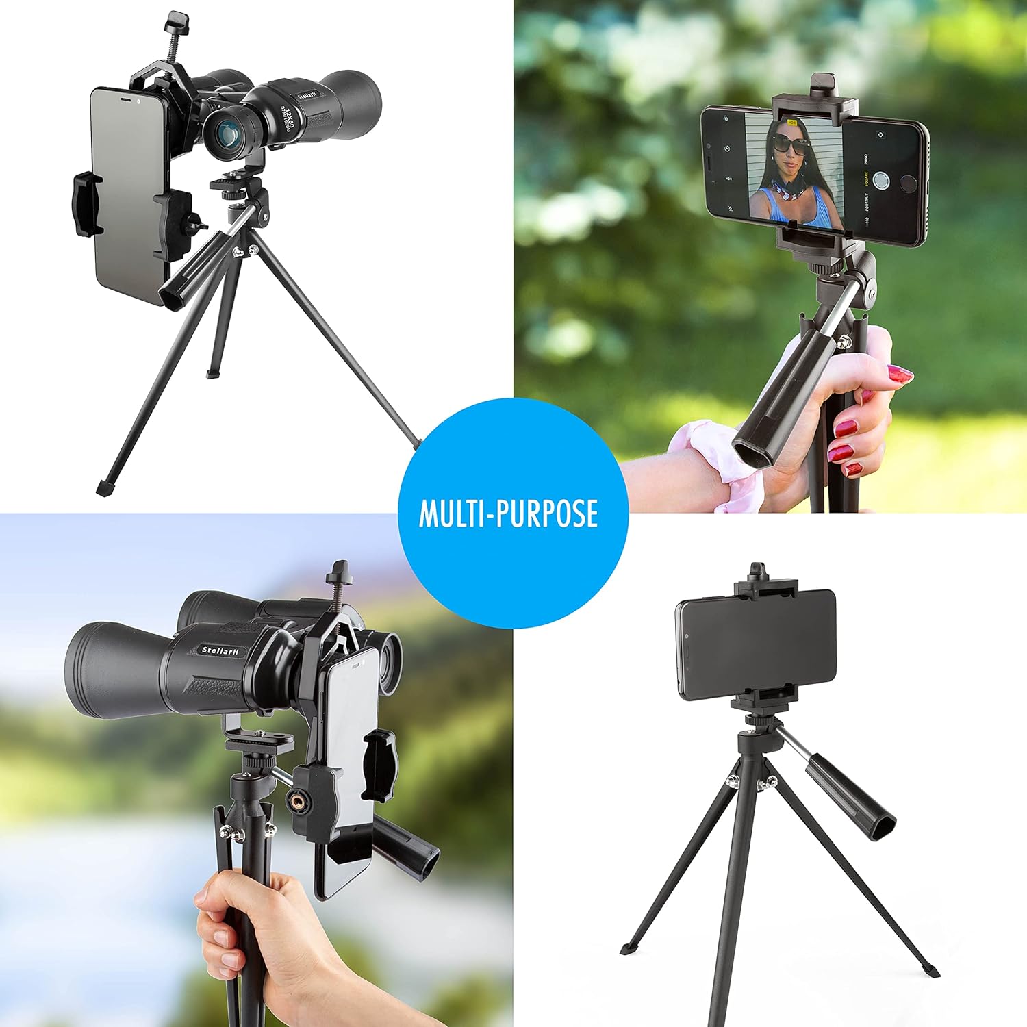 12x50 HD Full Size Binoculars for Adults with Photography Kit - Smartphone Adapter Universal Tripod Carrying Bag & Strap for Bird Watching Hunting Stargazing Sporting & Sightseeing : Camera & Photo