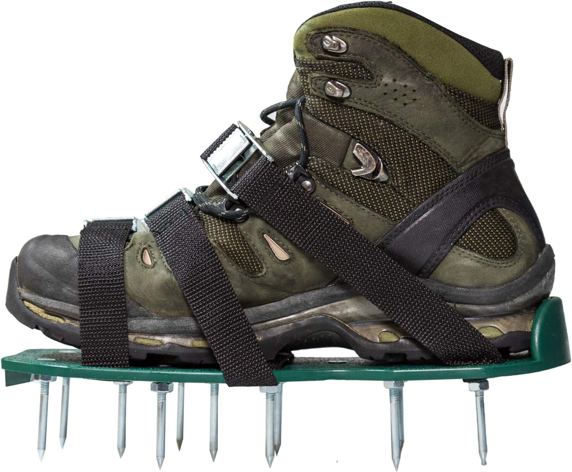 Punchau Pre-Assembled Lawn Aerator Shoes with Metal Buckles and 3 Straps - Heavy Duty Spiked Sandals for Aerating Your Lawn or Yard