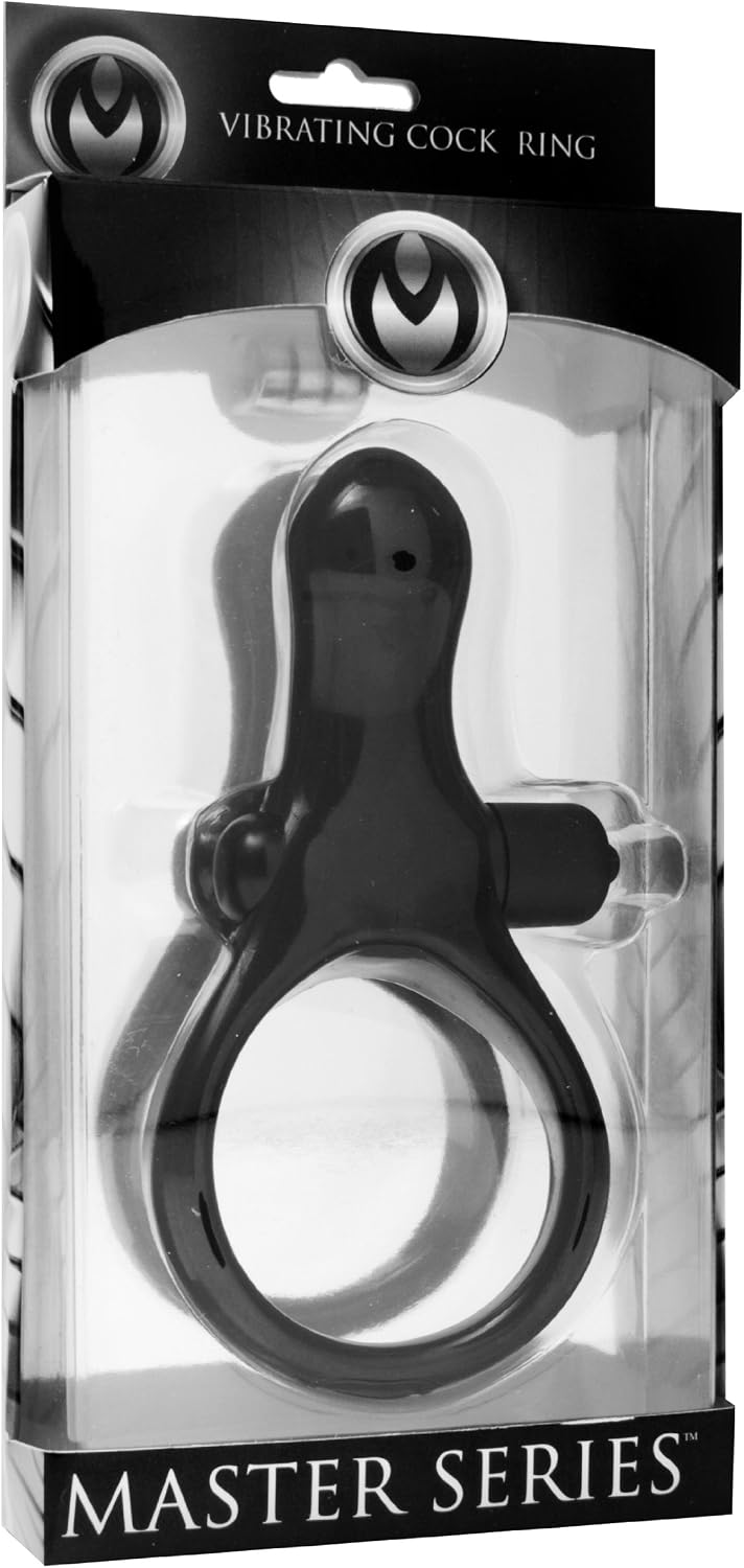 Master Series Black The Mystic Vibrating Cock Ring with Taint Stimulator - Image 5
