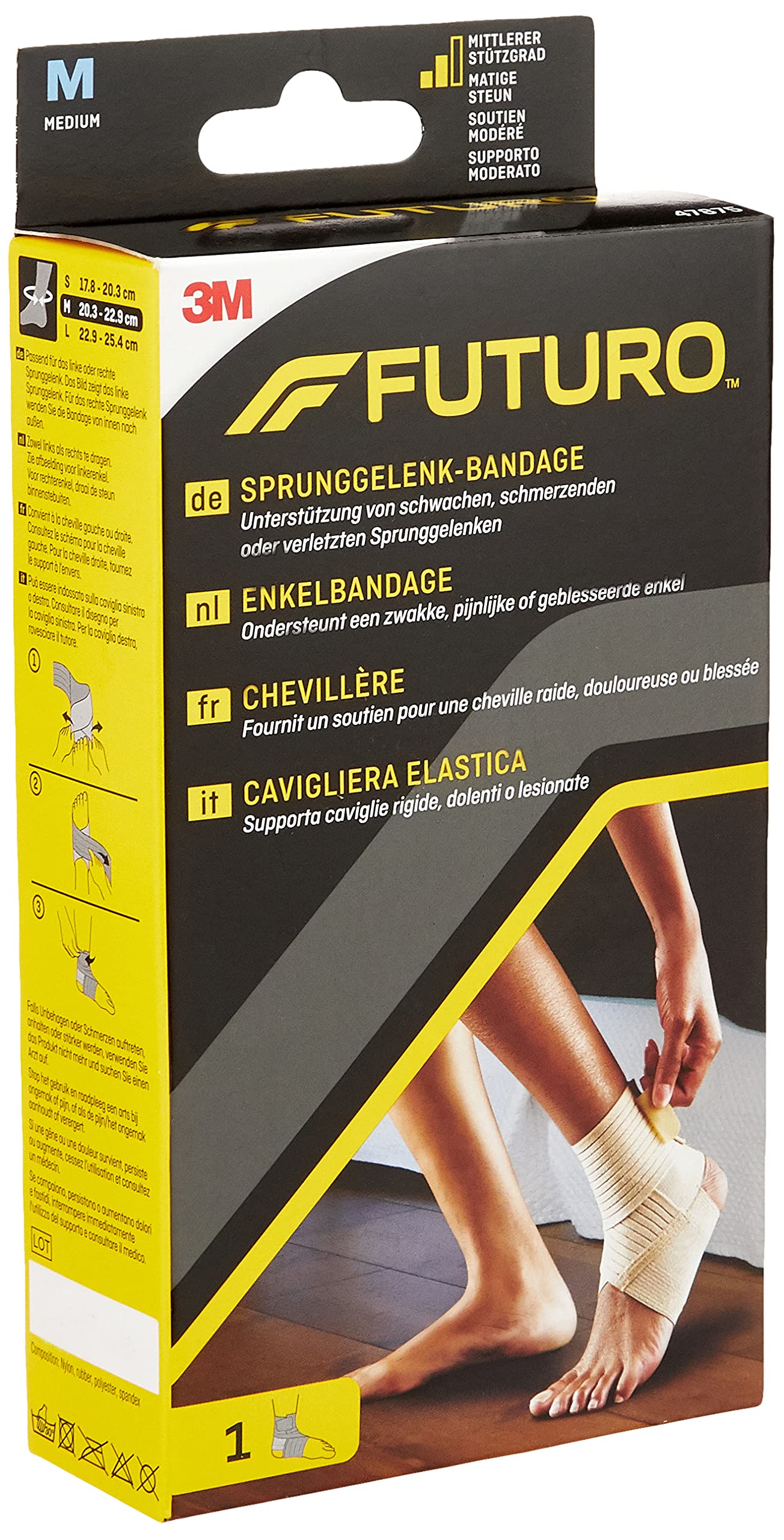 FUTURO Ankle Brace - Medium (8-9") - Support for Stiff, Painful or Injured Ankle, Arch Support, Breathable, for Sports and Everyday Use