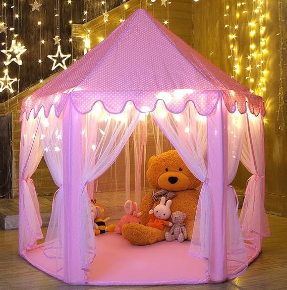 MonoBeach Princess Castle Play Tent Kids Play House with Star Lights