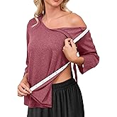Tfovorlein Post Shoulder Surgery Shirts for Women Tear Away 3/4 Sleeve Full Open Side Snap Dialysis Chemo Adaptive Clothing
