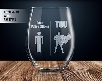 Gift For Police Officer Police Officer Gift Personalized Police Officer Gift Ideas Police Officer Wine Glass Best Police Officer Ever Amazon Co Uk Kitchen Home