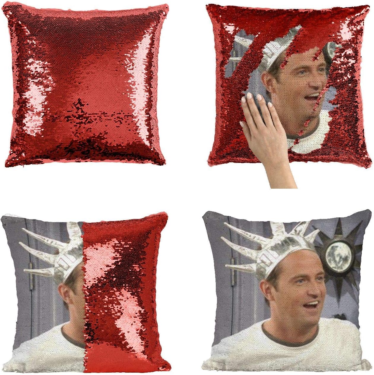 Chandler Friends Bing CF4 Sequins 16x16 Pillow Cover with 18x18 inch Insert Girly Stuff Boys Xmas Present (Cover + Insert)