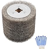 4.7" x 4" Stainless Steel Wire Drawing Wheel, Wire Brush Drum Surface Conditioning Tool, Metal Polishing Wheel for Metal Surface Polishing Grinding Removing Rust-3/4 Quad Keyway