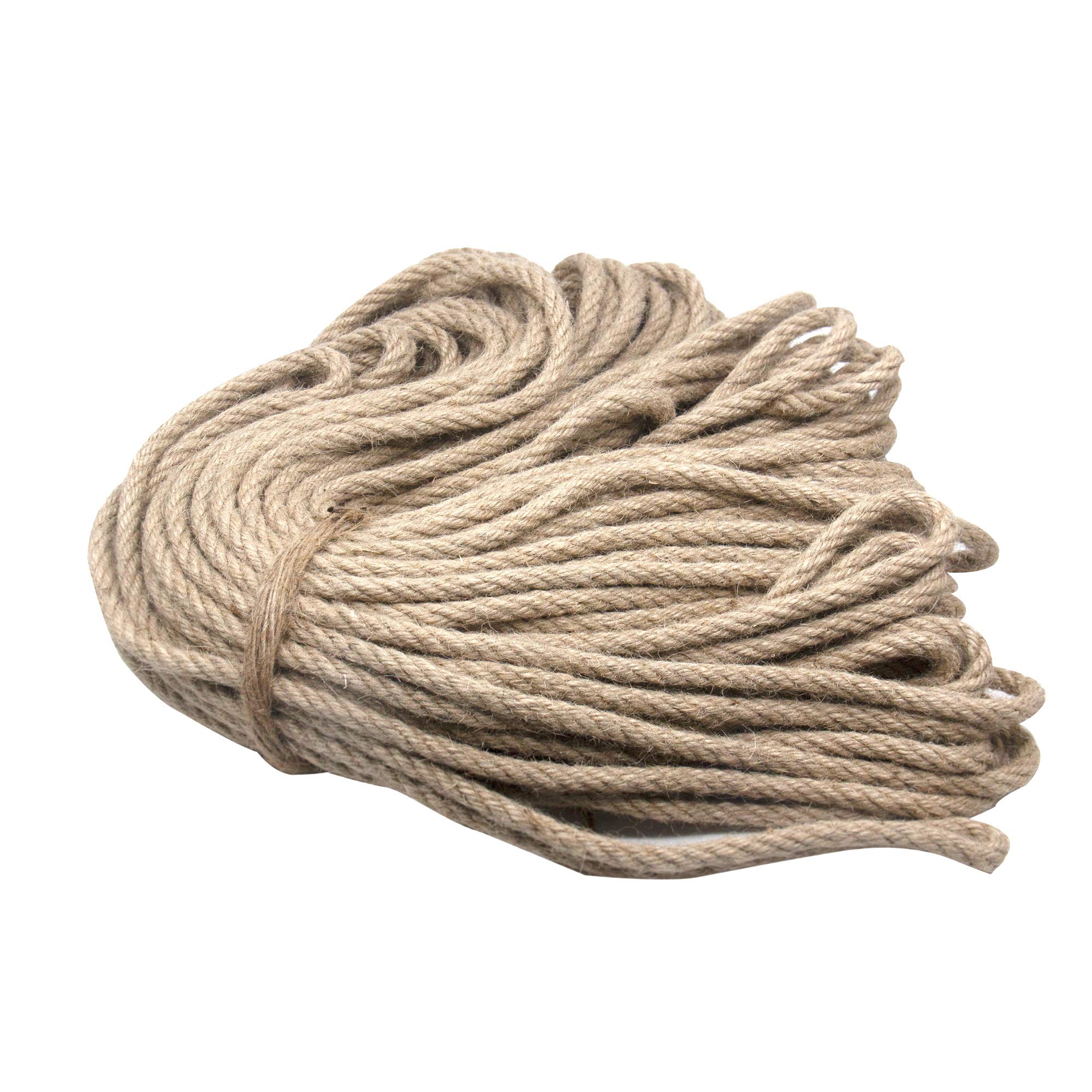 Hemp Rope，50m Jute rope，Natural Strong Hemp Rope，for Craft Rope/Cat Scratching Rope/Garden Bundling， with Thickness 4-ply Twine (8mm 50m)