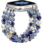 Newlibery Bracelet Beaded Bands for Women Compatible with Apple Watch 42mm(S3/2/1) 44mm 45mm 46mm 49mm Fashion Handmade Boho Elastic Stretch Strap for iWatch Series 11/10/9/8/7/6/5/4/3/2/1/SE/Ultra