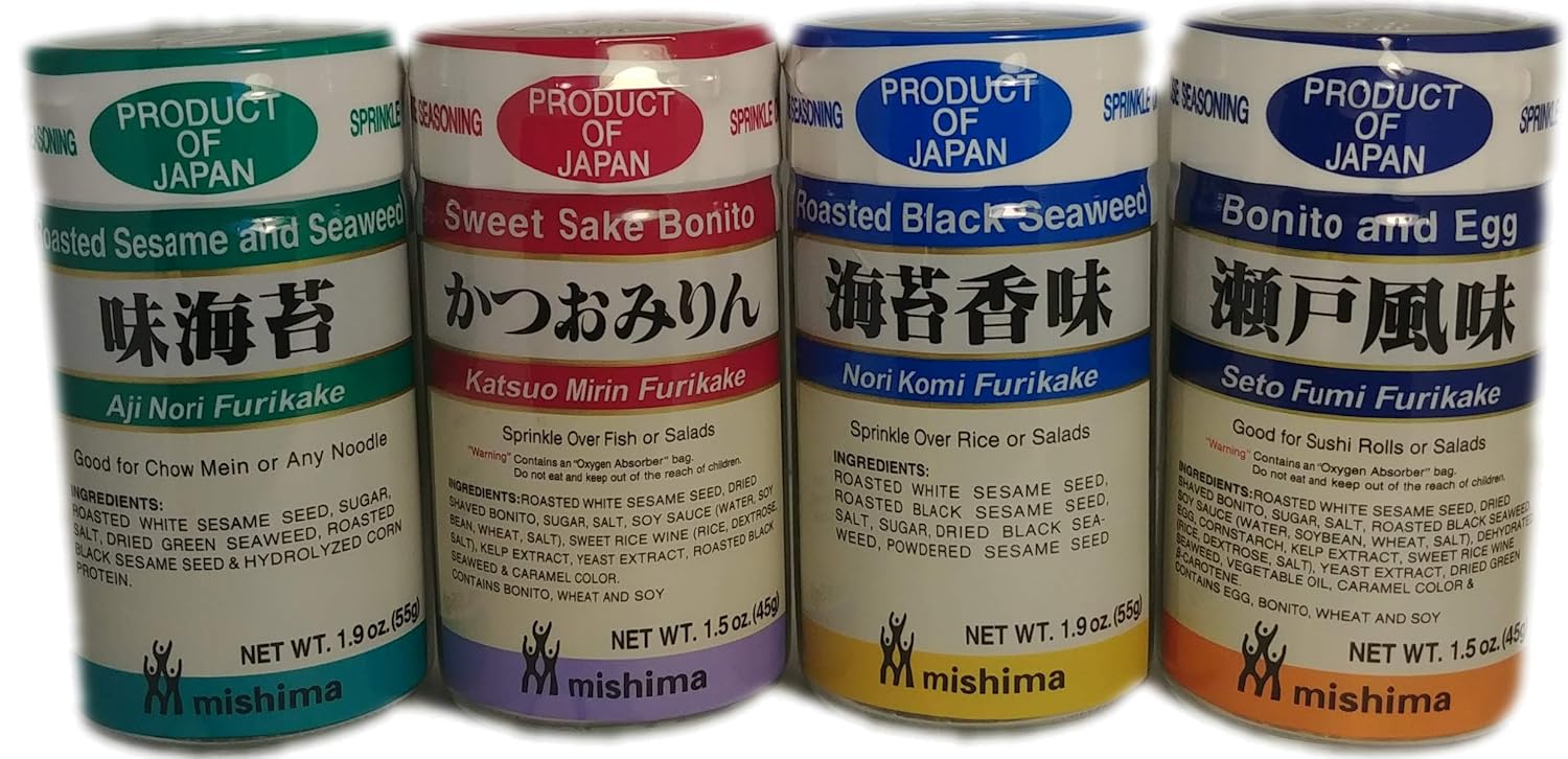 Mishima Rice Seasoning Furikake Variety Pack | 4 Flavors | Product of Japan