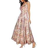 OSTOO Women's 2025 Summer Boho Floral Print Tiered Casual Flowy Long Maxi Dress