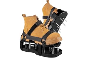 Signstek Lawn Aerator Shoes with Double Spring Design - Easy Strap-On Spike Shoes for Grass Aeration, Adjustable in Sizes US/