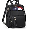 RAINSMORE Backpack Purse for Women Leather Travel Backpack Purse Waterproof Anti Theft Fashion Small Casual Daypacks Mini Backpack Purse Ladies Convertible Shoulder Bag Travel bag with Tassel, Black
