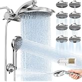 Veken Filtered Shower Head with Handheld, Multi-Pattern Rain Showerhead Set | High Pressure Power Wash, Dual Showerheads Combo with One Filter, 9-Function Hand Held Sprayer, Detachable, Chrome