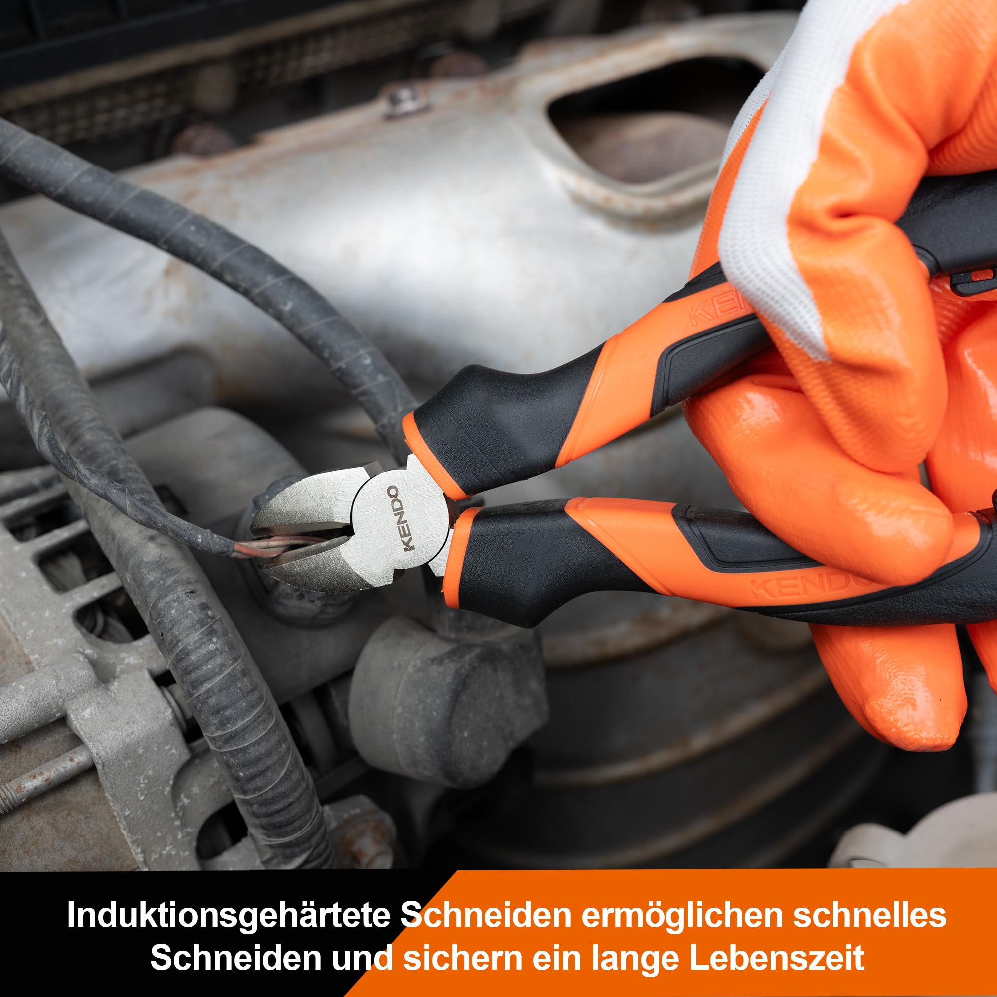 KENDO Zangenset 3-teilig – Kombizange, Spitzzange & Seitenschneider – Zangen Set Werkstatt aus gehärtetem C55-Werkzeugstahl mit ergonomischen griffen – Zangenköpfe Nickel-Eisen-Beschichtung 5