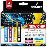 SAILNER Remanufactured 812 812XL Ink Cartridges Combo Pack WF-7840 Replacement for Epson 812 XL Ink Cartridges Work for Epson Workforce Pro WF-7820 WF 7840 WF-7310 EC-C7000 Printer, 4 Pack (BK/C/M/Y)