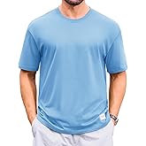 Cotrasen Men's Cotton T-Shirts Crewneck Short Sleeve Summer Casual Shirts Moisture Wicking Soft Basic Oversized Tshirts Sky Blue