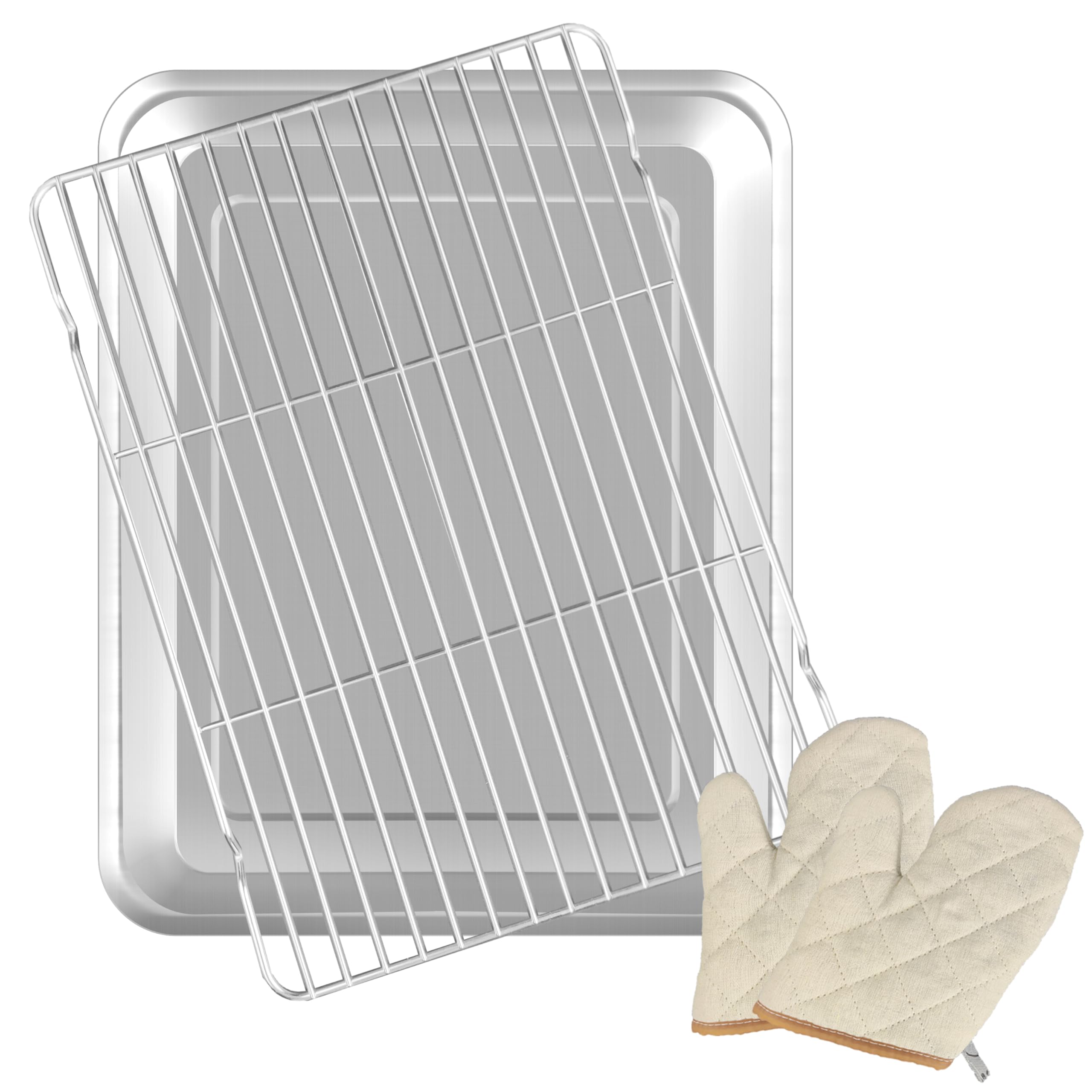 Mua Baking Tray with Rack Set, 45 x 35 cm, Stainless Steel Baking Tray