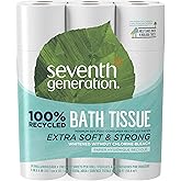 Seventh Generation Toilet Paper White Bathroom Tissue 2-ply 100% Recycled Paper without Chlorine Bleach 24 count, (Pack of 2)