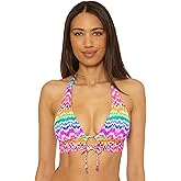 BECCA Women's Rio Halter Bikini Top, Adjustable, Tie Back, Swimwear Separates
