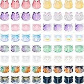 Craftdady 60 pcs Handmade Lampwork Cat Head Beads Mixed Color Kitten Head Glass Beads Mini Pet Animal Cat Loose Spacer Beads for Jewelry Bracelet Necklace Earring Making