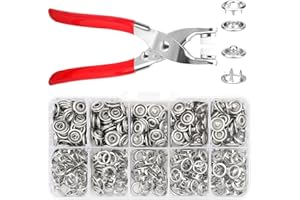 100 Piece Metal Five Claw Buckle Kit and Manual Press Tool, Silver Snap Button Set with Storage Box
