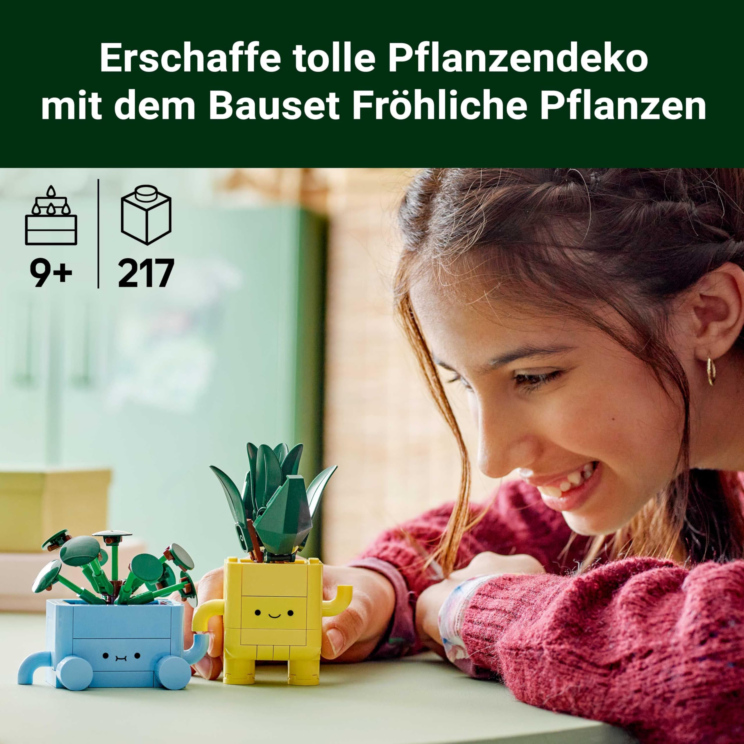 LEGO Botanicals Fröhliche Pflanzen - Spielzeug für Kinder mit 2 Kunstpflanzen, 2 bunten Blumentöpfen & austauschbaren Cartoon-Gesichtern - Geschenkidee für Mädchen ab 9 Jahren - 10349 2
