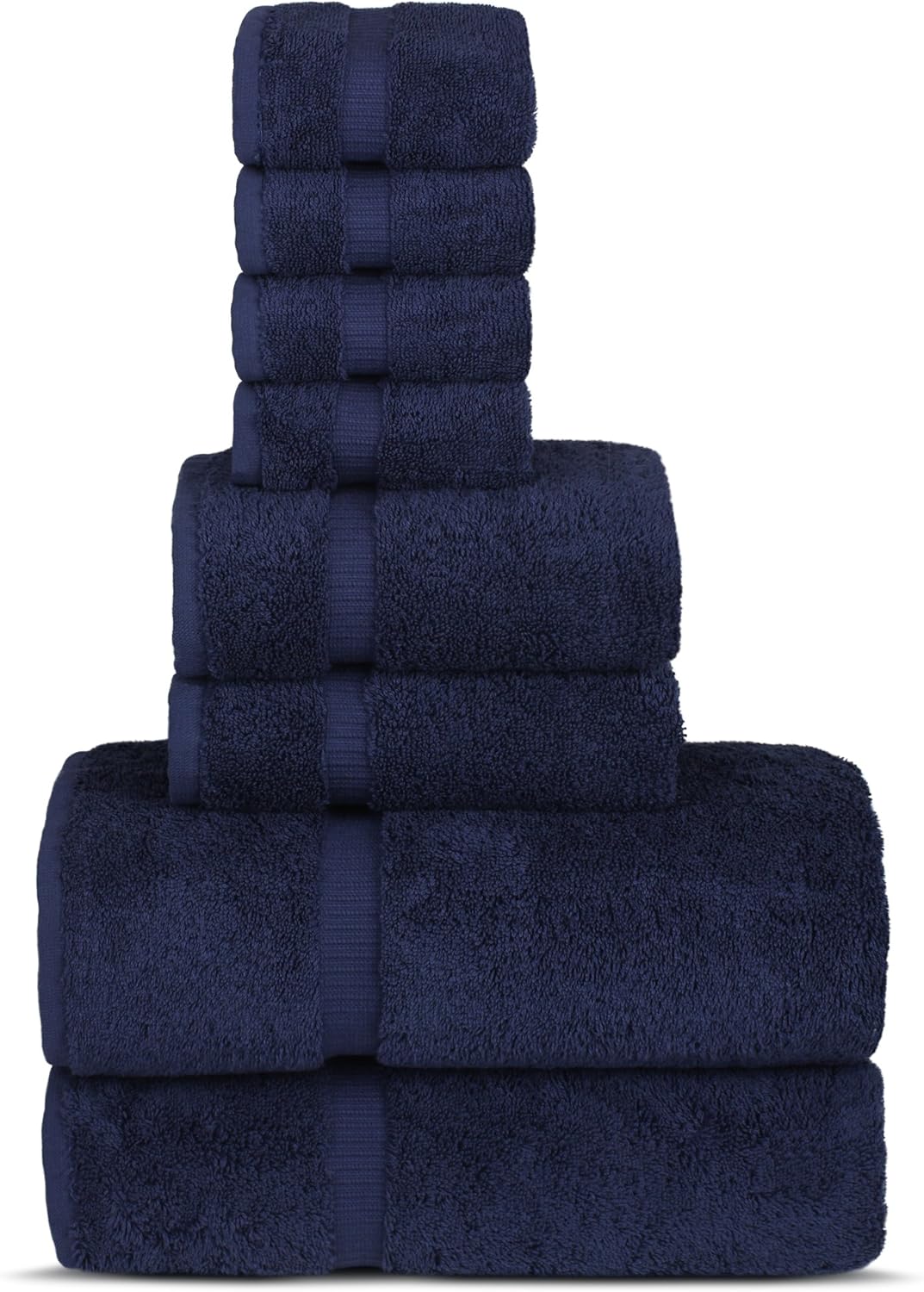 Chakir Turkish Linens Hotel & Spa Quality, Highly Absorbent Towel Set (Set of 8, Navy Blue): Kitchen & Dining