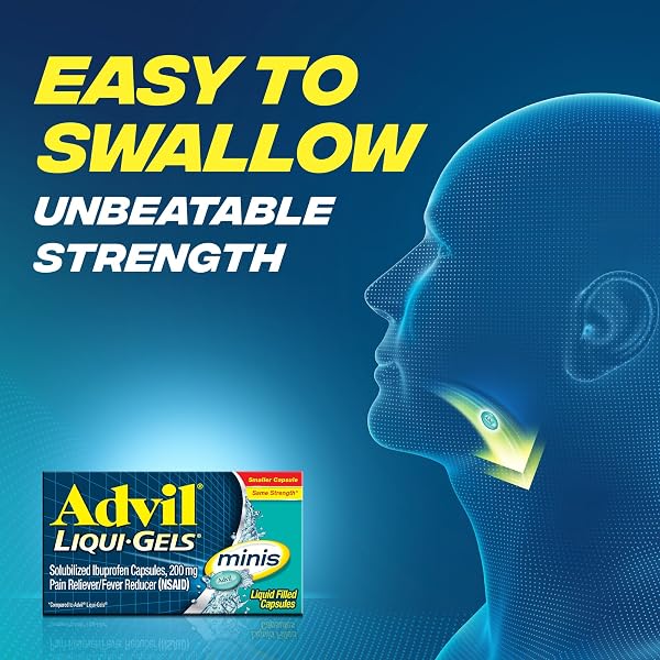 ADVIL LIQUI-GELS MINIS PAIN RELIEVER AND FEVER REDUCER, PAIN MEDICINE FOR ADULTS WITH IBUPROFEN 200MG FOR PAIN RELIEF – 160 LIQUID FILLED CAPSULES