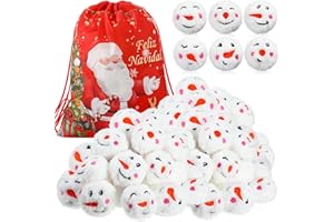 Zhanmai 30 Pcs Christmas Snowballs for Fights Indoor, Xmas Plush Fun Snowman Face Balls Reusable Soft Stuffed Fake Balls Indoor Outdoor Game for Winter Halloween Decorations(Cute, 1.97 Inches)