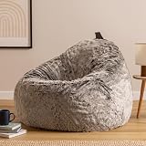 icon Cocoon Faux Fur Bean Bag Chair, Large, Arctic Grey, Comfy & Durable view 4