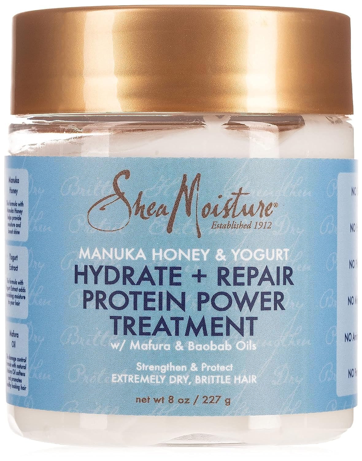 Shea Moisture Manuka Honey and Yogurt Hydrate Plus Repair Protein Power for Unisex Treatment, 8 Ounce
