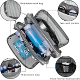 WANDF Toiletry Bag Water-Resistant Nylon Travel Wash Bag A-Grey view 2