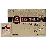Korean Panax Red Ginseng Tea, Box of 50 Bags, Improves Blood Circulation, Intellectual Performances and Memory, stimulates En