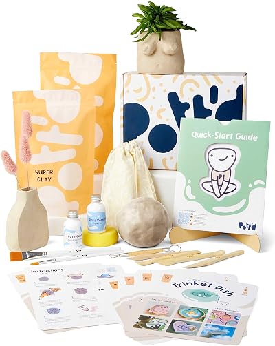Pott'd at Home Pottery Kit for Adults Air-Dry Clay Beginners