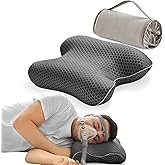 Joynox Travel Memory Foam CPAP Bed Pillow for Side & Back Sleepers, Portable Sleep Apnea Pillow with Storage Bag for All CPAP Masks Users, Washable Neck Support Pillow for Hotels Camping