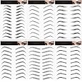 6 Sheets 4D Hair-Like Waterproof Eyebrow Stickers Eyebrow Transfers Stickers Grooming Shaping Eyebrow Sticker in Arch Style for Women and Girls, 66 Pairs Black (Vivid Styles)