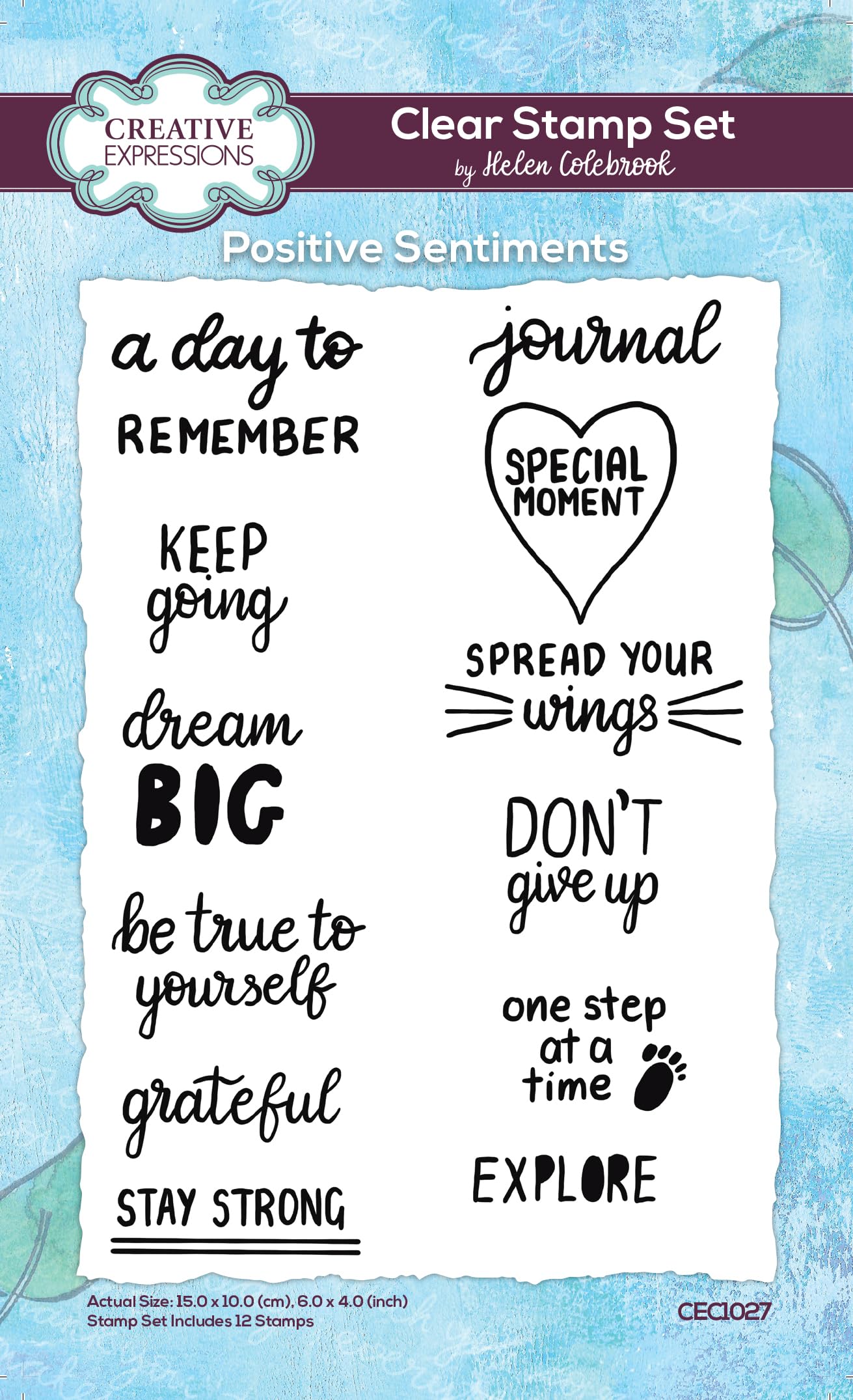 Creative Expressions Helen Colebrook-Clear Stamp Set-Positive Sentiments, 4 in x 6 in
