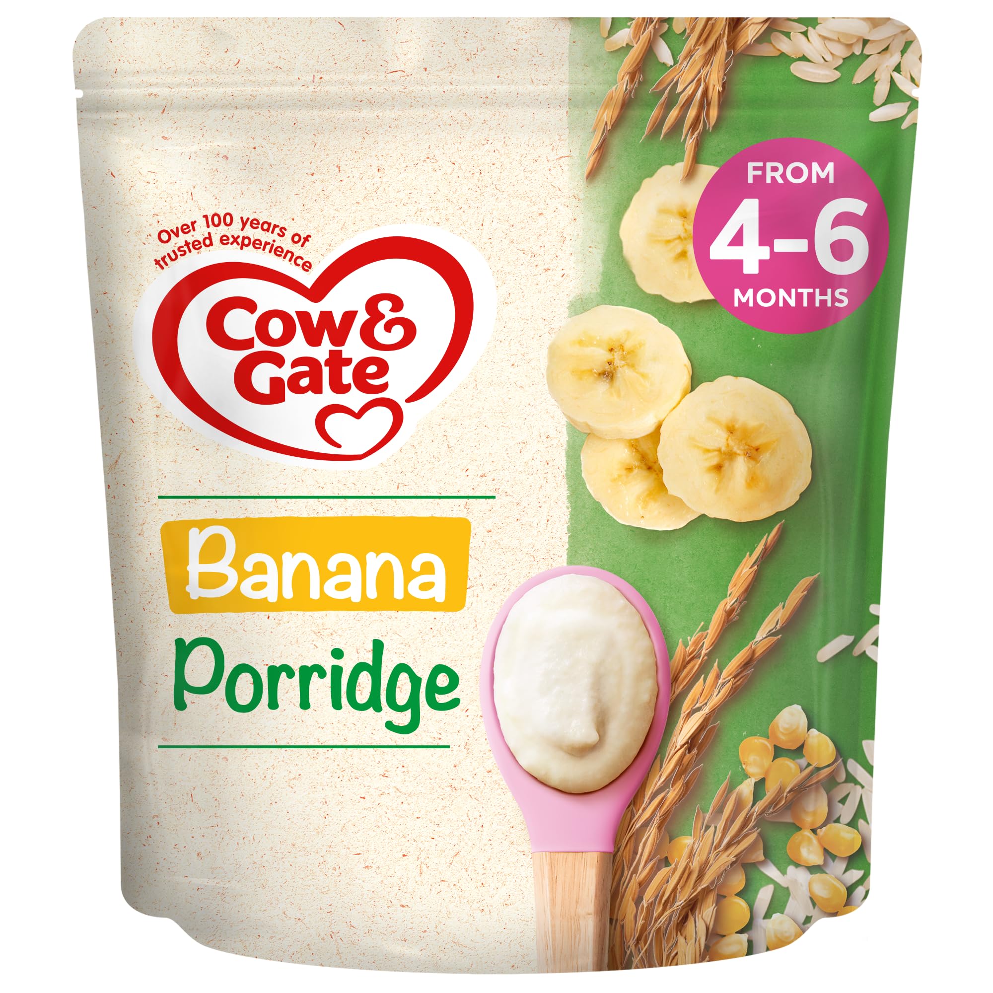 Cow & Gate Banana Porridge Baby Food Cereal, 4-6+ Months, 125 g (Pack of 1)