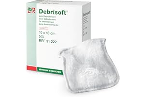 Lohmann & Rauscher Debrisoft Debridement Pads, Wound Bed Preparation Pads, 100% Unbleached Monofilament Polyester, Box of 5, 4" x 4"