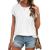 ATHMILE Tops for Women Trendy Short Sleeve Shirts Dressy Casual Cap Blouses with Curved Hem Summer Clothing
