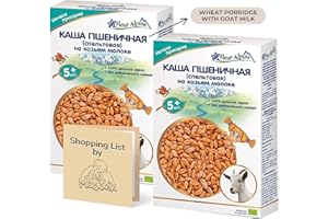 Organic Baby Cereal Bundle by Modovik. Includes Two-7 Oz Fleur Alpine Whole Grain Cereal with Goat Milk. Plus a Modovik Shopping List. Gluten Free & Non- GMO. Ideal Baby Food for 5 Month-Olds.