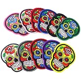 Honbay 11PCS Skull Iron On Patches Sew on Patches Punk Style Skull Embroidery Appliques Ghost Head Motif Hot Melt Sticker Halloween Costumes Accessories for Adult Women Men