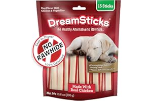 DreamBone DreamSticks With Real Chicken Chews For Dogs, 15 Count, These Easy-to-Digest Rawhide-Free Chews are a Dog’s Favorite Distraction