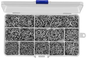 ANMUKA HETH 2000pcs Fishing Worm Hooks High Carbon Steel Wide Gap Offset Fishing Hook Set for Saltwater and Freshwater with 10 Sizes
