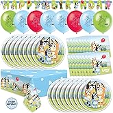 Bluey Birthday Decorations and Party Supplies | Serves 16 Guests | Bluey Party Decorations | Banner, Tablecloth, Balloons, Plates and Napkins, Sticker | Officially Licensed