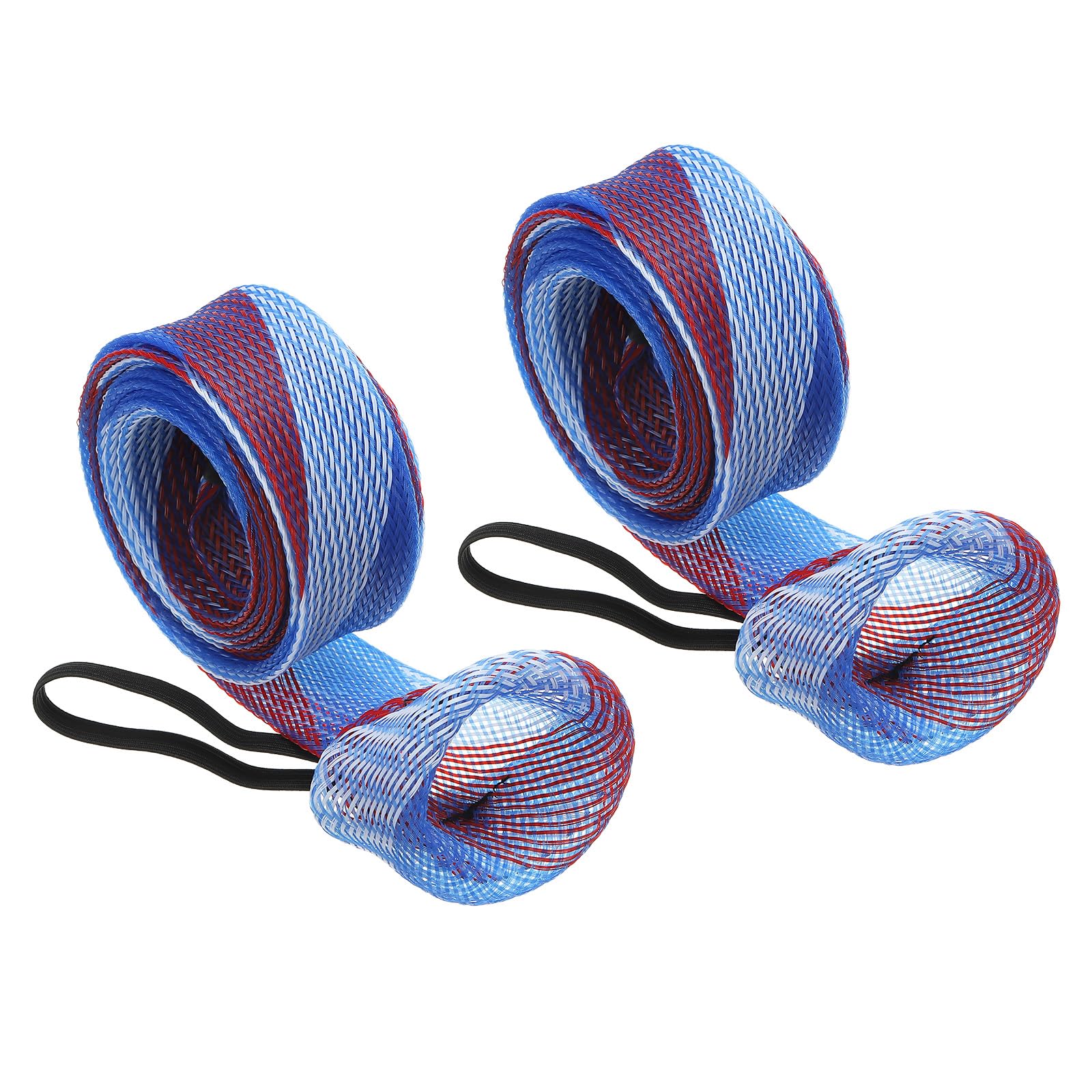 PATIKIL 75 Inch Rod Sock, 2 Pcs Fishing Rod Sleeve Cover Braided Mesh Pole Protector Gloves Fishing Tools Pointed End for Spinning Fishing Rod Fly Rod Ice Rod Casting Rod, Blue White Red
