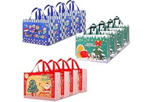 Yunaeduo Christmas Gift Bags - 12 Pcs Gift Bags for Christmas Presents - Christmas Bags with Handles, Christmas Tote Bags, Xmas Gift Bags, Holiday Gift Bags Bulk, 12.5" X 9.8" X 5.5"