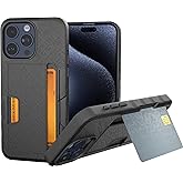 Smartish® iPhone 15 Pro Max Wallet Case - Wallet Slayer Vol. 2 [Slim/Protective] Credit Card Holder w/Kickstand Drop Tested Hidden Card Slot Compatible w/Apple iPhone 15 Pro Max - Black Tie Affair