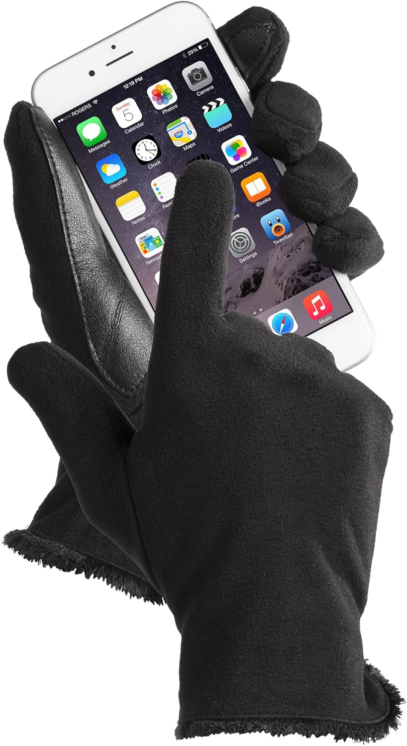 isotoner Women's Stretch Fleece Touchscreen Texting Cold Weather Gloves with Warm, Soft Lining, smartDRI Black, One Size at  Women’s Clothing store
